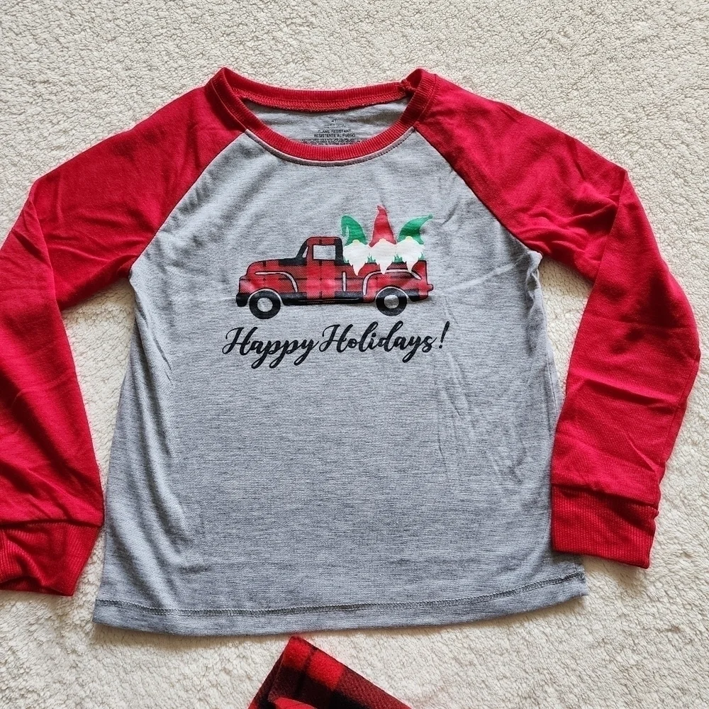 NWT Flannel Holiday Christmas Gnomes on a truck with tree Pajama set bundle of 2